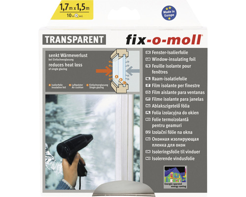 FIX-O-MOLL Raamfolie statisch isolerend transparant 170x150 cm Fix-o-moll raamisolatiefolie, 1,7 meter bij 1,5 meter