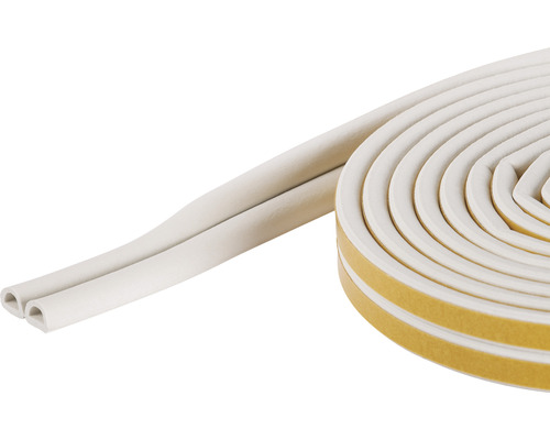 FIX-O-MOLL Premium rubber tochtband D zelfklevend wit 9 mm x 6 m Zelfklevend afdichtprofiel op rol