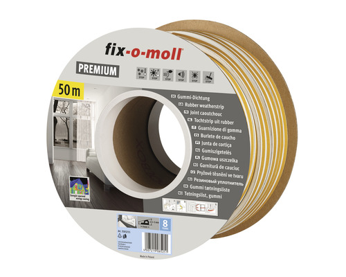 FIX-O-MOLL Premium rubber tochtband P zelfklevend wit 9 mm x 50 m