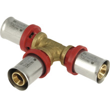 T-stuk connector van messing met persverbindingen