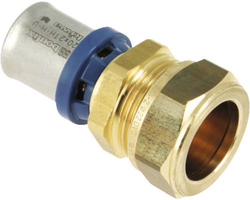 BONFIX Alu-pers rechte verloopkoppeling, 26 mm pers x 22 mm knel Persfitting overgangsstuk van messing