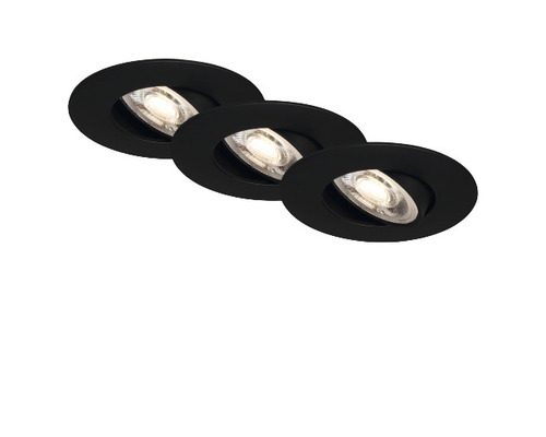 Drie zwarte plafondinbouwspots