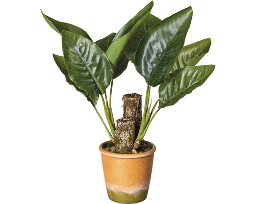 Kunstplant Canna bladplant groen in pot H 45 cm