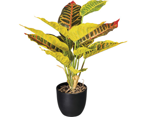 Kunstplant Croton groen geel in pot H 35 cm