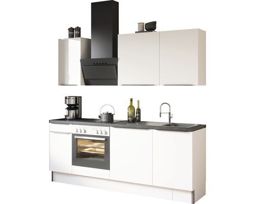 OPTIFIT Keukenblok met apparatuur Arvid986 wit mat 210x60 cm Keukenblok met spoelbak, fornuis, afzuigkap en kasten