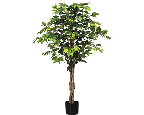 Kunstplant Ficus benjamini groen in pot H 120 cm