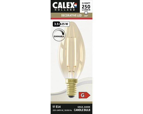 CALEX LED Filament lamp E14/3,5W B35 goud