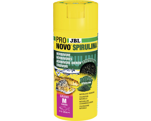 JBL ProNovo Spirulina Visvoer granulaat M JBL Pro Novo Spirulina M Visvoer voor herbivore vissen