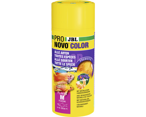 JBL ProNovo Color Visvoer vlokken M 250 ml JBL Novo Color vlokkenvoer voor alle vissoorten