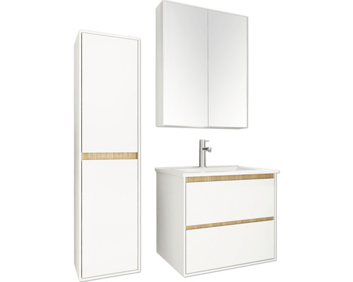 DIFFERNZ Badkamermeubelset Providence met spiegelkast en wastafel 66 cm wit Badkamerset met wastafelonderkast, spiegelkast en hoge kast