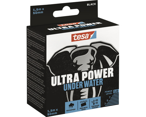 Tesa Ultra Power onderwater reparatie plakband, 1,5 meter maal 50 millimeter, weerbestendig en temperatuurbestendig