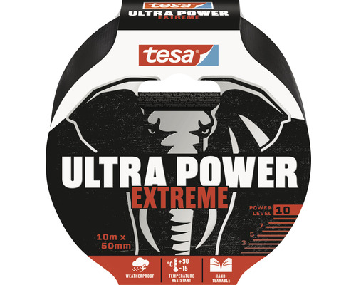 TESA Ultra Power Extreme reparatietape zwart 50 mm x 10 m Tesa Ultra Power Extreme tape, 10 meter bij 50 millimeter