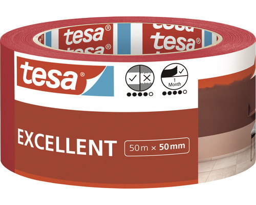 TESA Excellent schilderstape rood 50 mm x 50 m