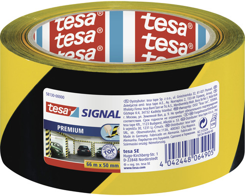TESA Signal afzettape geel/zwart 50 mm x 66 m Tesa Signal Premium waarschuwingsmarkeringstape, 66 meter bij 50 millimeter