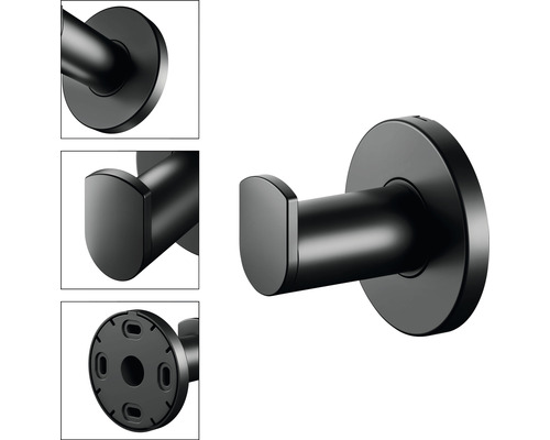 Zwarte kledinghaak voor wandmontage