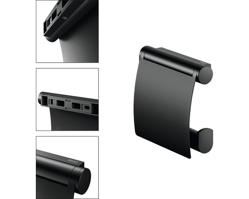 Zwarte toiletpapierhouder voor wandmontage