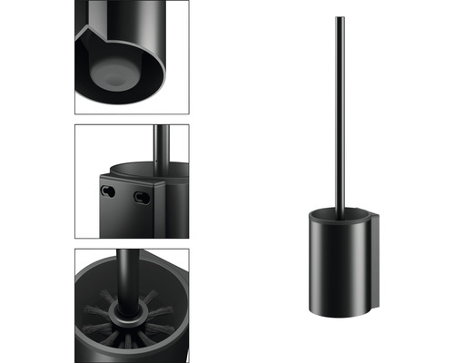 Zwart toiletgarnituur voor wandmontage