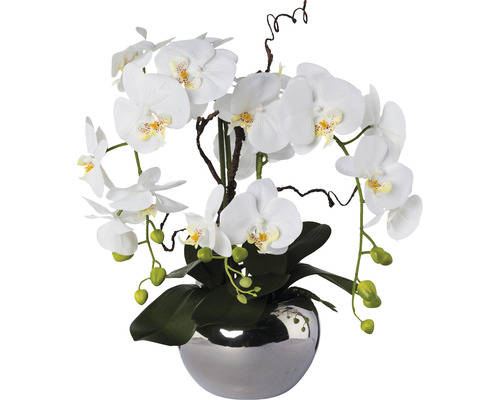 Kunstplant Vlinderorchidee arrang wit in pot H 55 cm