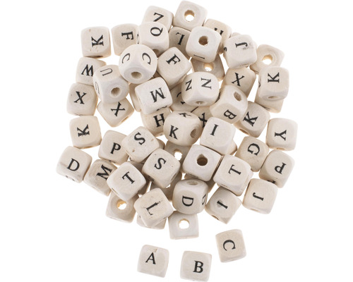Houten kubuskralen met letters