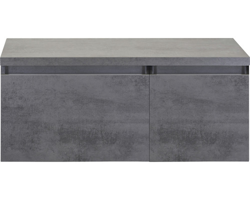 SANOX Badkamermeubelset Frozen 100 cm - wastafel 2 lades met softclose beton antraciet