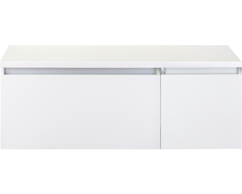 SANOX Badkamermeubelset Frozen 120 cm - wastafel 2 lades met softclose wit hoogglans