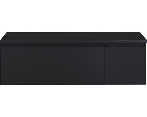 SANOX Badkamermeubelset Frozen 140 cm - wastafel 2 lades met softclose zwart mat