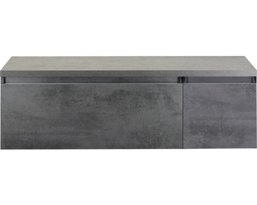 SANOX Badkamermeubelset Frozen 140 cm - wastafel 2 lades met softclose beton antraciet