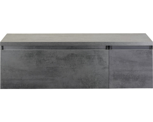 SANOX Badkamermeubelset Frozen 140 cm - wastafel 2 lades met softclose beton antraciet SANOX Badkamermeubelset Frozen 140 cm - wastafel 2 lades met softclose beton antraciet