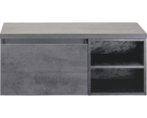 SANOX Badkamermeubelset Frozen 100 cm - wastafel 1 lade met softclose beton antraciet