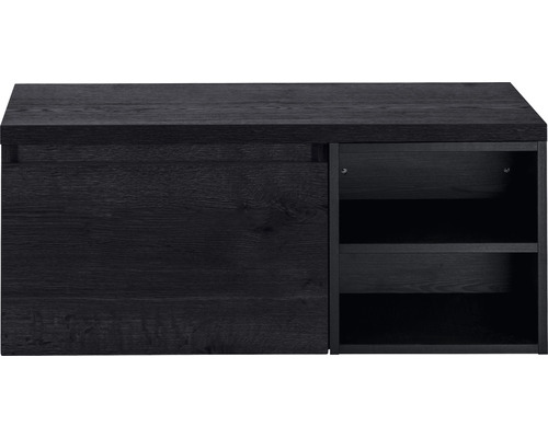 SANOX Badkamermeubelset Frozen 100 cm - wastafel 1 lade met softclose black oak