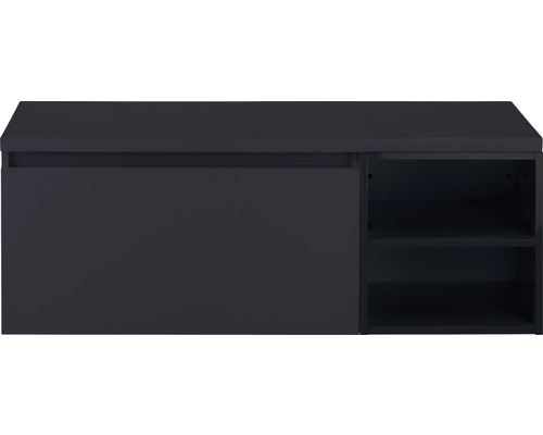SANOX Badkamermeubelset Frozen 120 cm - wastafel 1 lade met softclose zwart mat Wastafelonderkast met lade en opbergvakken