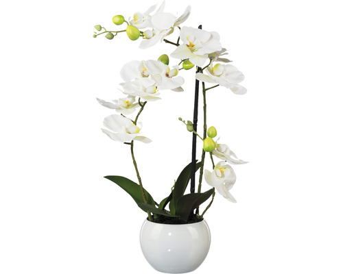 Kunstplant Vlinderorchidee wit in pot H 42 cm