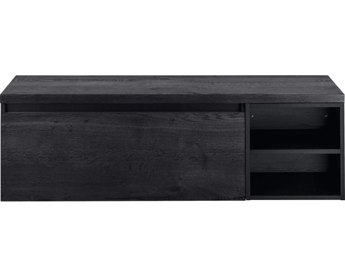 SANOX Badkamermeubelset Frozen 140 cm - wastafel 1 lade met softclose black oak Hangende wastafelonderkast met lade en planken