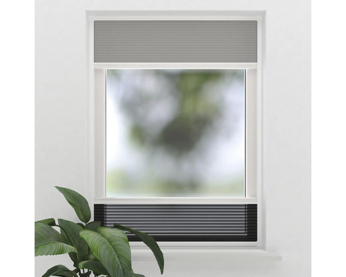 Raam met ingespannen plisségordijn als zicht- en zonwering