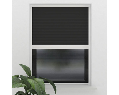 Raam met zwart plisségordijn voor lichtregeling