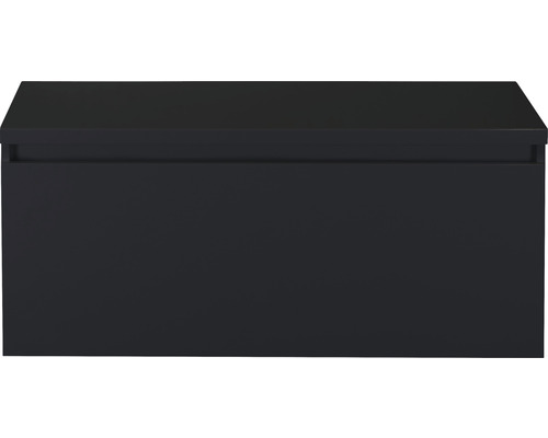 SANOX Badkamermeubelset Frozen 100 cm - wastafel 1 lade met softclose zwart mat Wastafelonderkast van hout