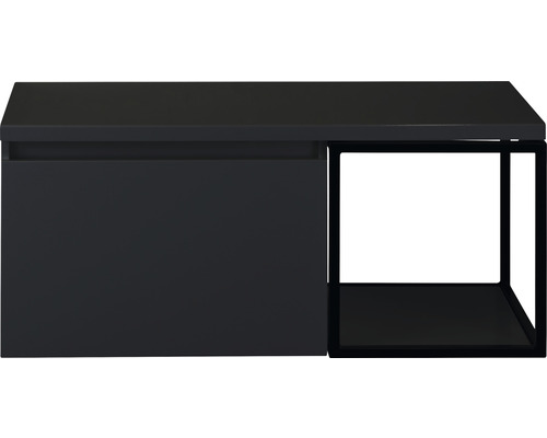 SANOX Badkamermeubelset Frozen 100 cm - wastafel 1 lade met softclose zwart mat Zwarte wastafelonderkast met lade en opbergvak