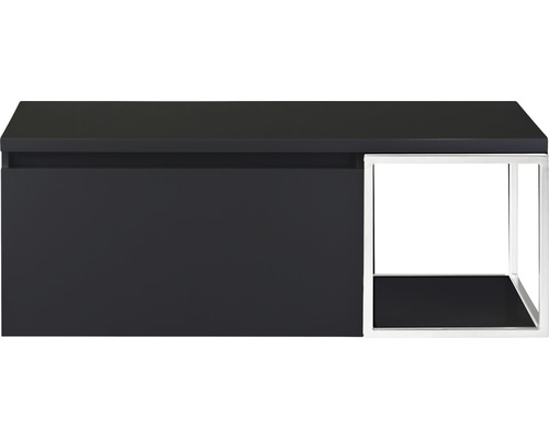 SANOX Badkamermeubelset Frozen 120 cm - wastafel 1 lade met softclose zwart mat Wastafelonderkast met lade en opbergplank