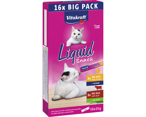 VITAKRAFT Kattensnoepjes Liquid Snack 16 st Vitakraft Liquid Snack voor katten, grootverpakking met 16 stuks