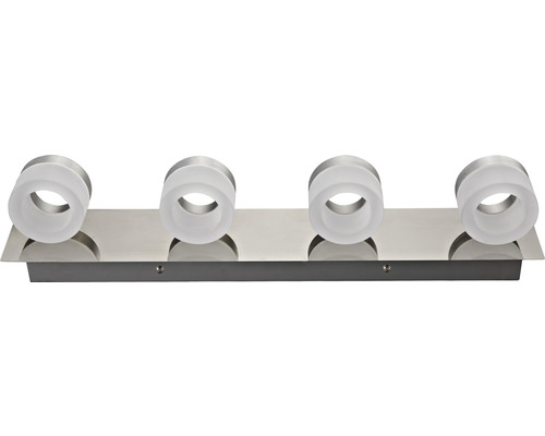 Wandlamp met vier lampen en glazen lampenkappen