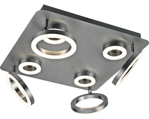 Vierkante plafondlamp met vijf ringvormige ledlampen