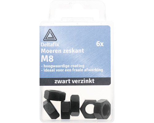 DELTAFIX Moer zeskant M8 zwart, 6 stuks kopen! | HORNBACH