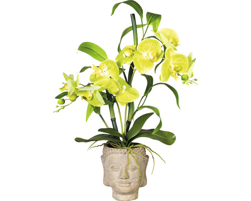 Kunstplant Bamboe orchidee arrang pot in pot H 60 cm