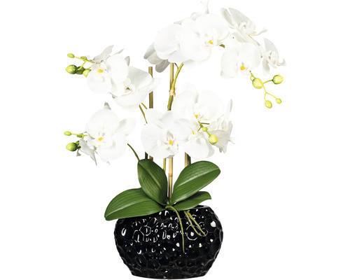 Kunstplant Vlinderorchidee wit in vaas H 55 cm
