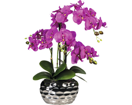 Kunstplant Vlinderorchidee violet in vaas H 55 cm