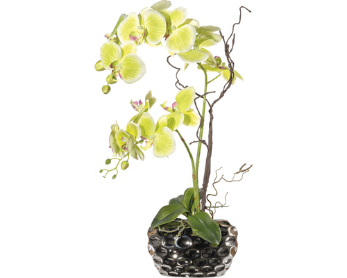 Kunstplant Vlinderorchidee arrang groen in vaas H 55 cm