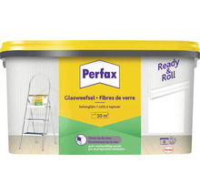 Emmer Perfax glasvezelbehanglijm met een bereik van 50 vierkante meter en een ladder