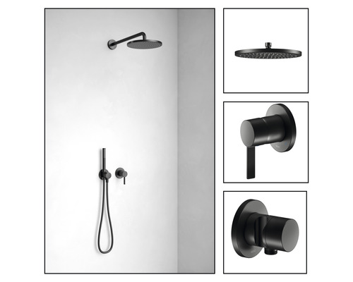 KEUCO Complete inbouw doucheset IXMO Sets Black Selection 59603370001 zwart Doucheset met hoofddouche, handdouche en armaturen voor de badkamer