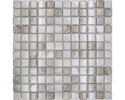 Glasmozaïek XCM WL34 Quadrat Crystal Wildlife beige 29,8x29,8cm Mozaïektegel met vierkante glasstenen