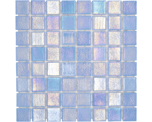 Glasmozaïek VP55381PUR Quadrat ECO Shell AIR 38 PUR 31,6x31,6cm Mozaïektegel met vierkante, heldere glazen stenen